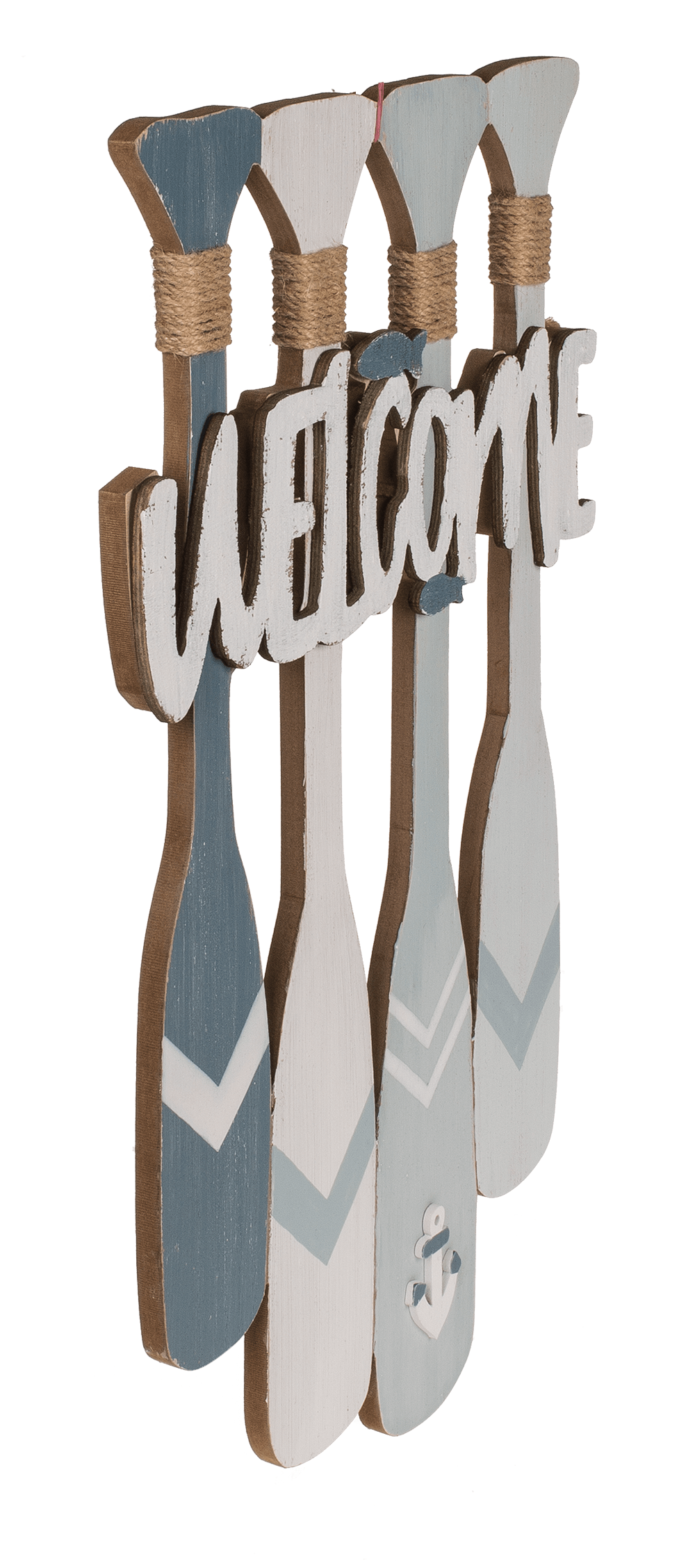 Wooden sign with oars, Welcome,