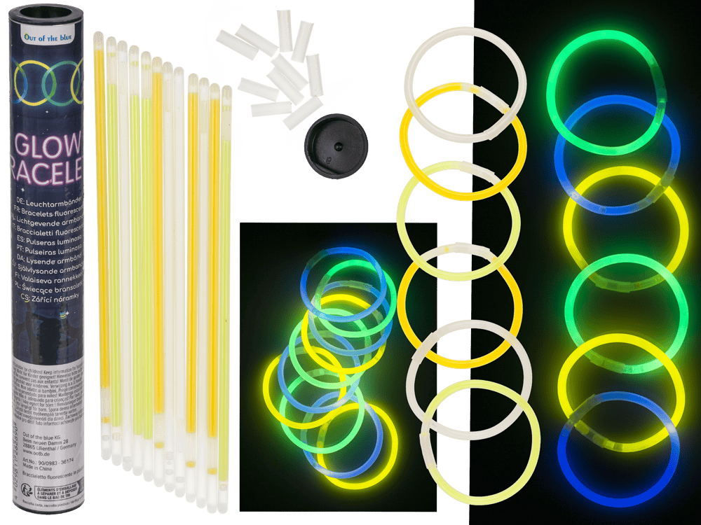 Glow bracelet, Glow, ca. 20 cm, 3 colours ass.,