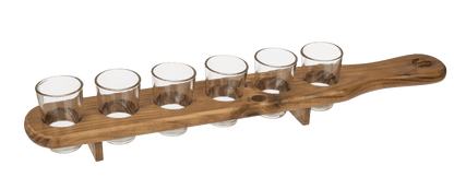 Shooter glass, set of 6pcs. with wooden slat,