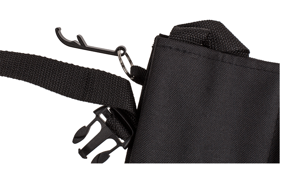 Black beer belt with metal bottle opener,