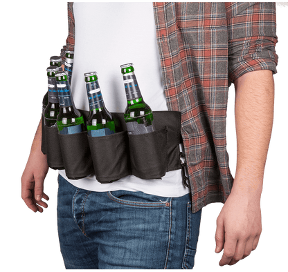 Black beer belt with metal bottle opener,
