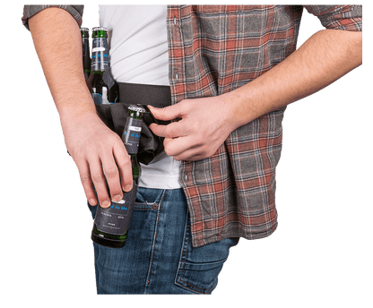 Black beer belt with metal bottle opener,