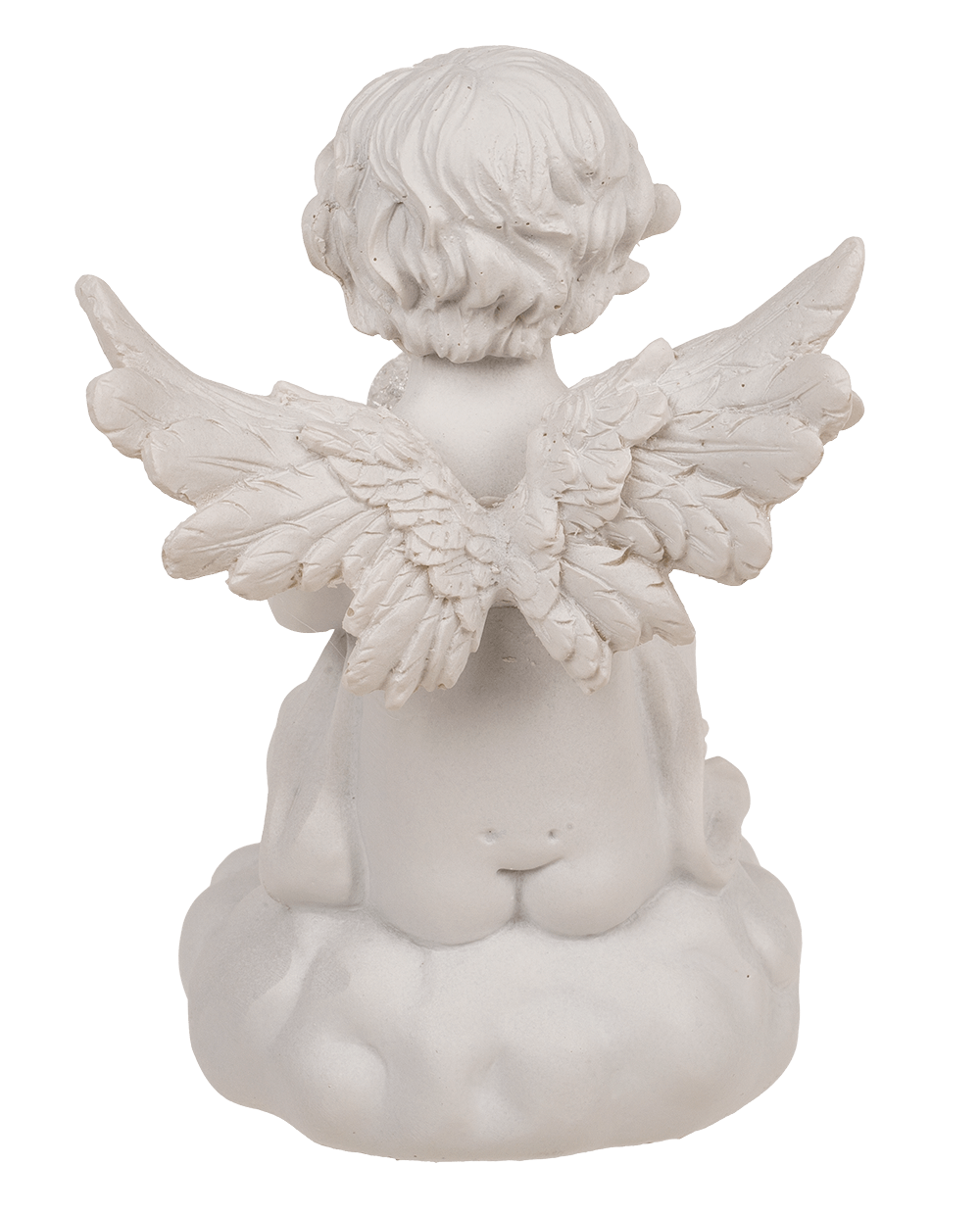 Sitting polyresin angel with white LED ball,