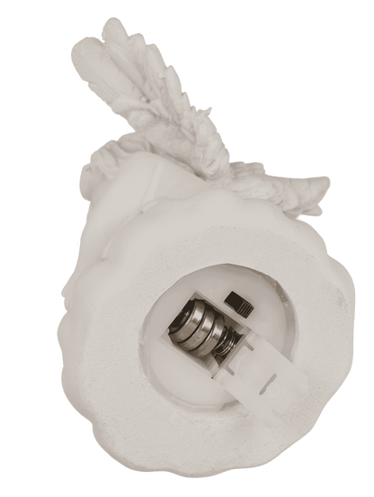 Sitting polyresin angel with white LED ball,