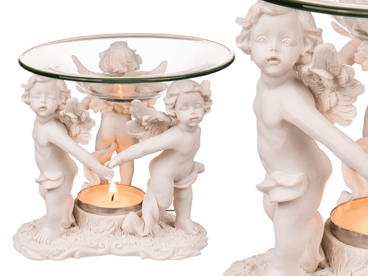 Polyresin oil burner, with glass bowl,
