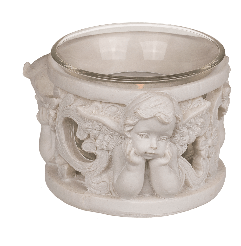Polyresin tealight holder, Angel,