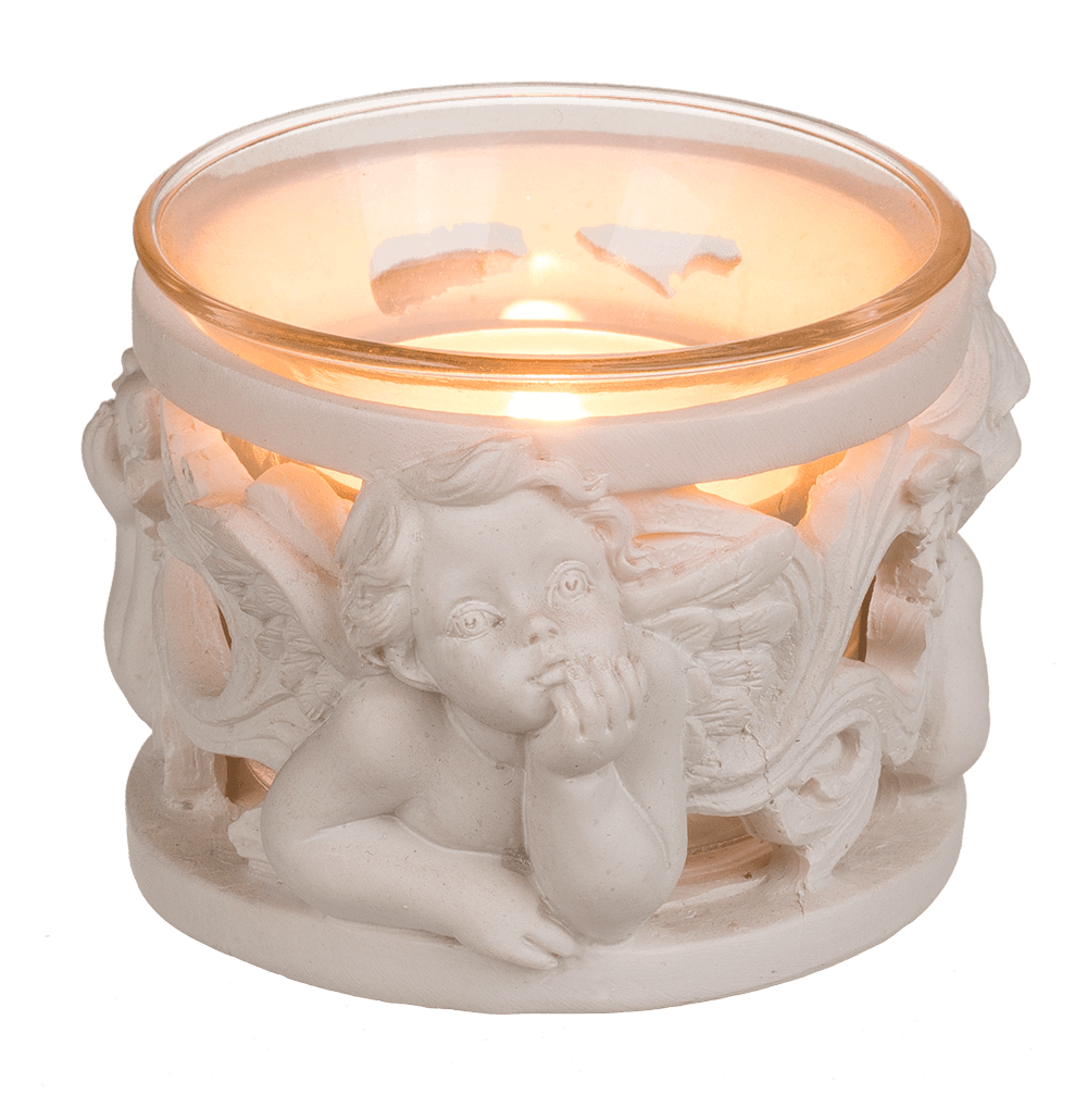 Polyresin tealight holder, Angel,