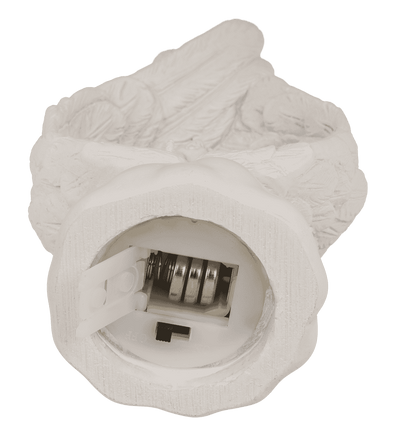 Sitting polyresin angel in wings with warmwhite,