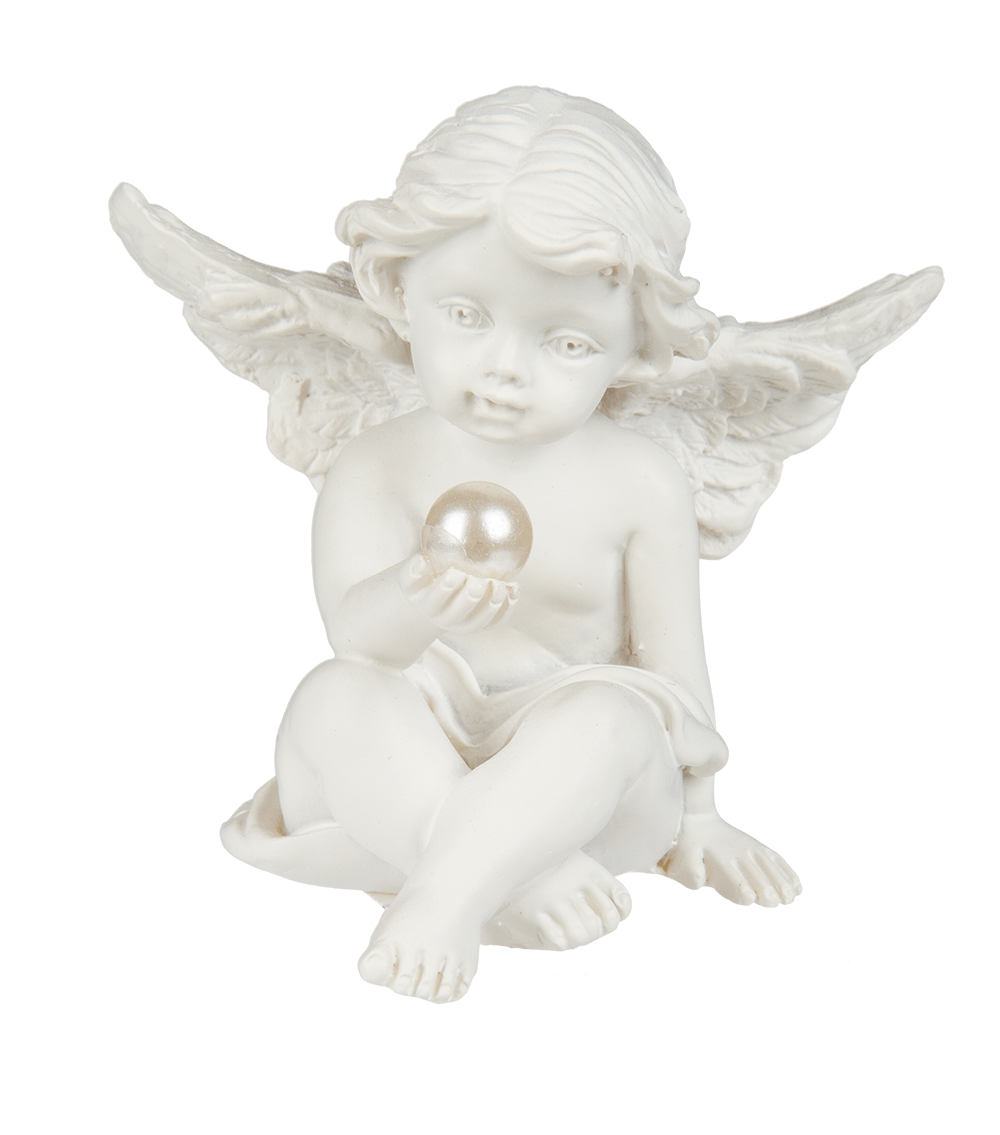 Polyresin angel with pearl,