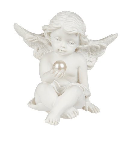 Polyresin angel with pearl,