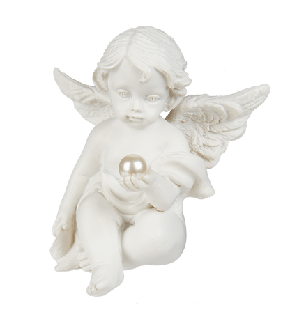 Polyresin angel with pearl,