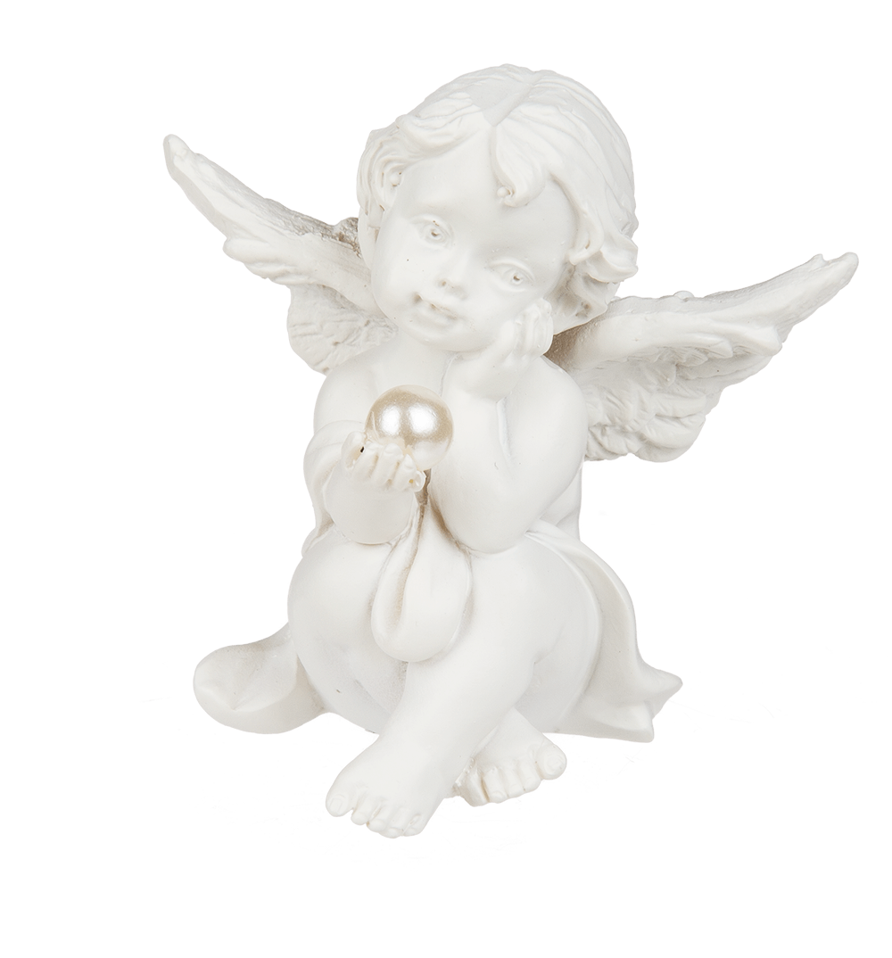 Polyresin angel with pearl,