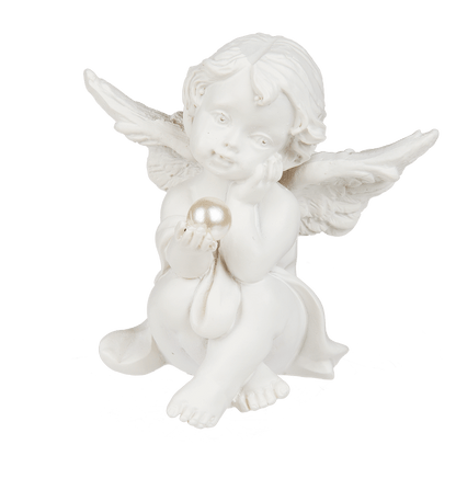 Polyresin angel with pearl,