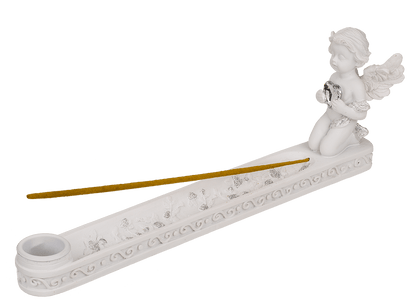 Incense stick holder, Angel with crystal heart,