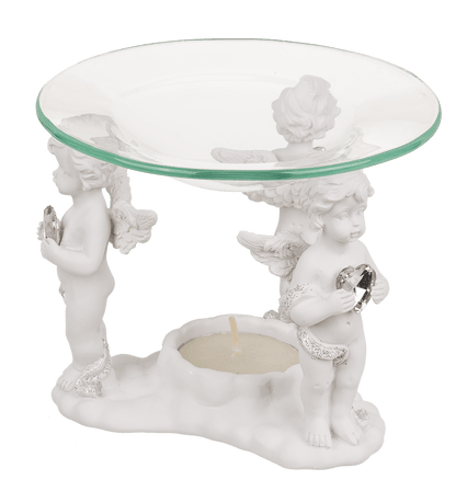 Polyresin oil burner with glass bowl,