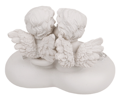 Polyresin heart tealight holder with double angel