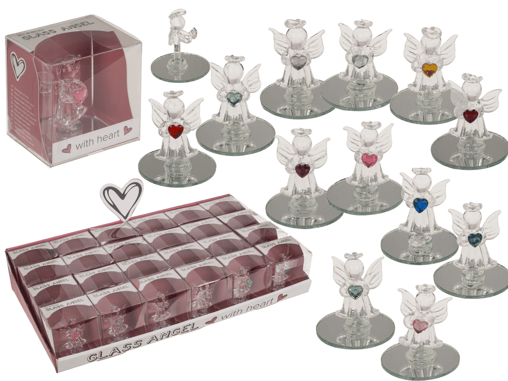 Glass Angel with Heart, 5 cm,