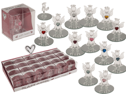 Glass Angel with Heart, 5 cm,