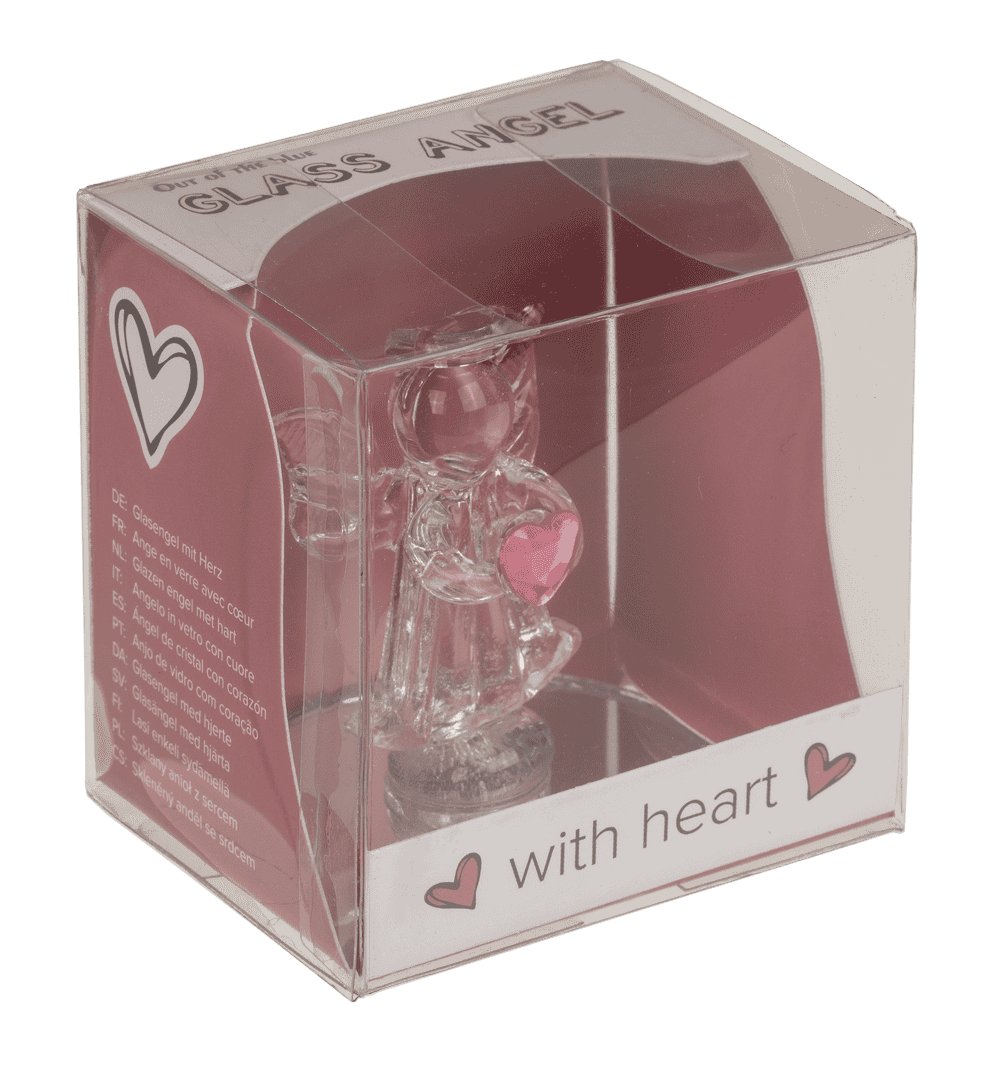 Glass Angel with Heart, 5 cm,