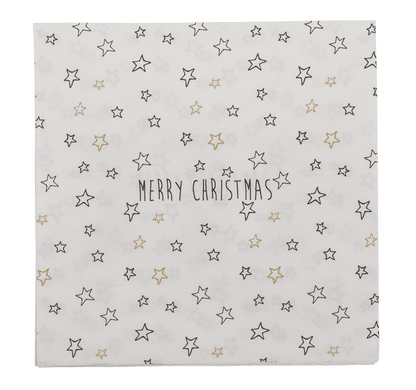 Paper napkins, Merry Christmas, with stars,