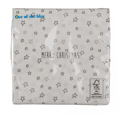 Paper napkins, Merry Christmas, with stars,