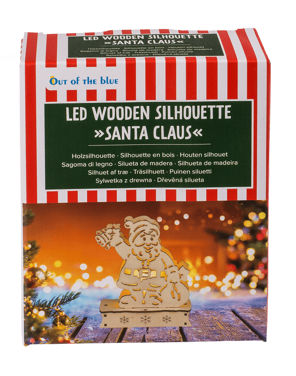 Wooden  silhouette, Santa Claus, with LED
