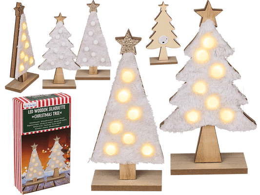 Wooden  silhouette, Christmas Tree, with LED