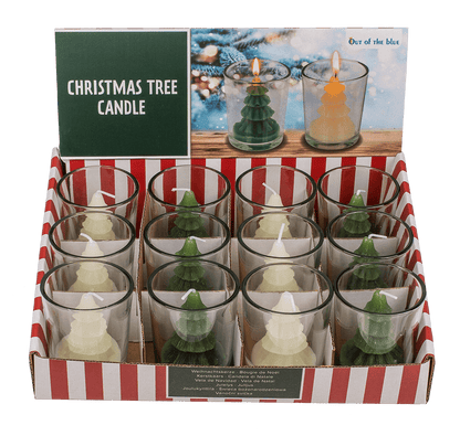 Candle, Christmas Tree, in glass, ca. 6 x 7 cm,