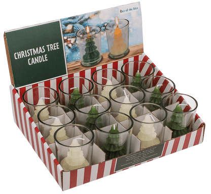 Candle, Christmas Tree, in glass, ca. 6 x 7 cm,