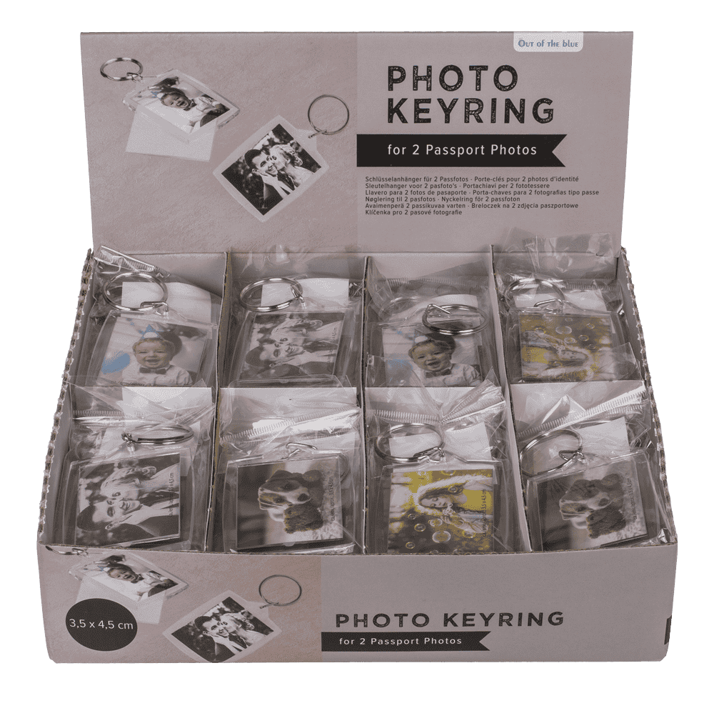 Acrylic keyring for two passport photos,