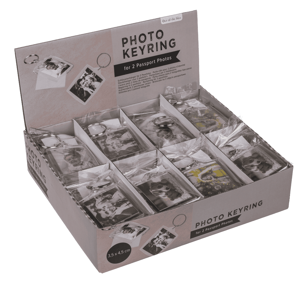 Acrylic keyring for two passport photos,