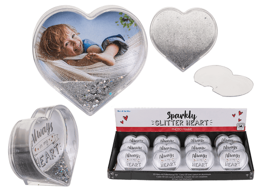 3D Acrylic heart waterglobe with heart foils,