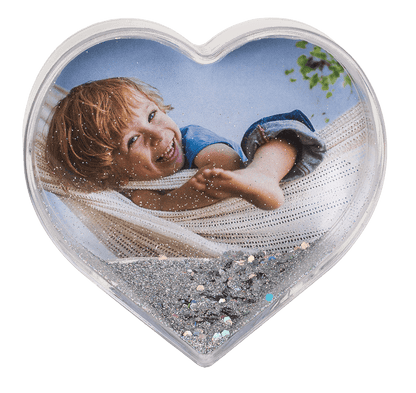 3D Acrylic heart waterglobe with heart foils,