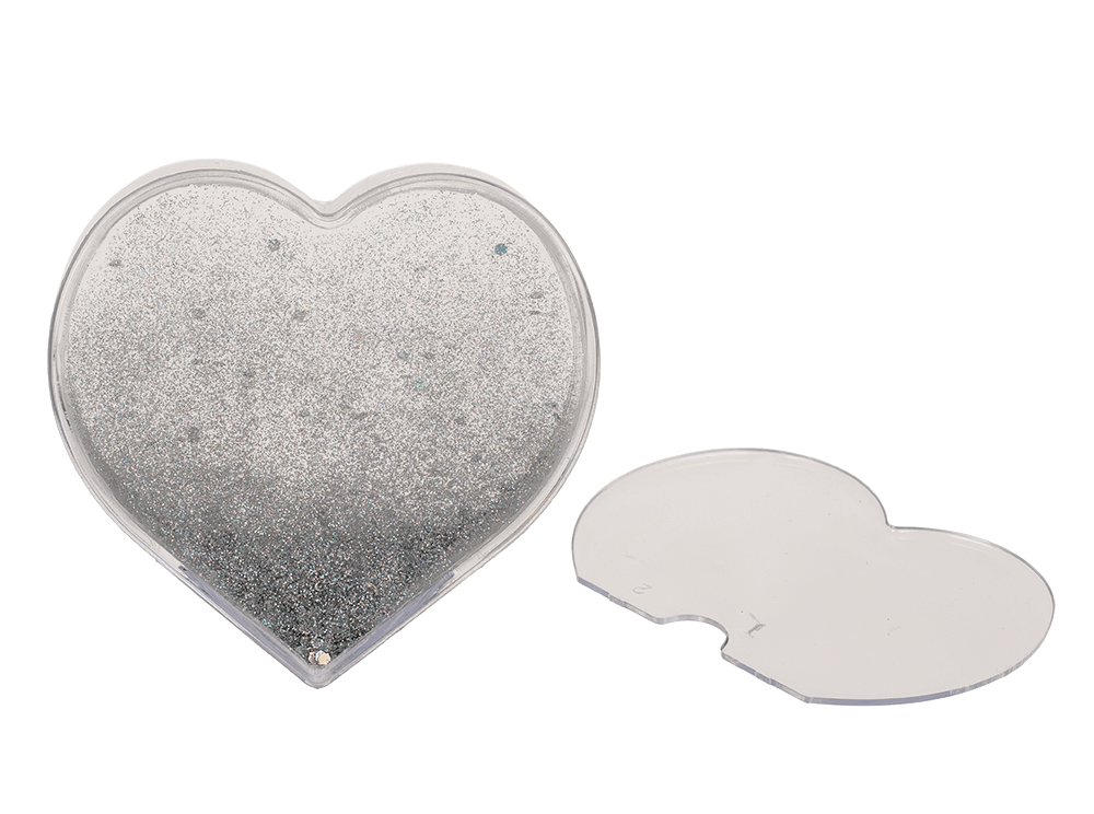 3D Acrylic heart waterglobe with heart foils,