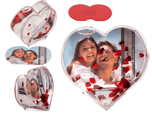 3D-Acrylic glitter heart waterglobe  with heart