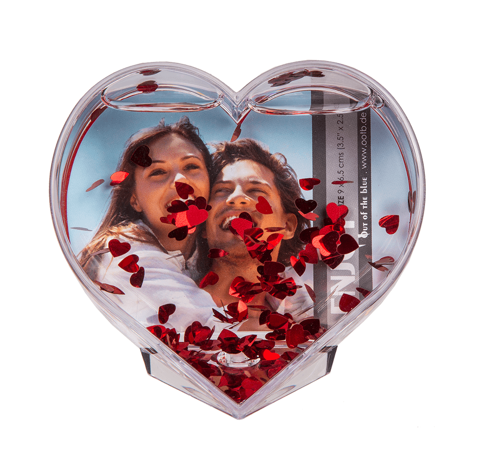3D-Acrylic glitter heart waterglobe  with heart