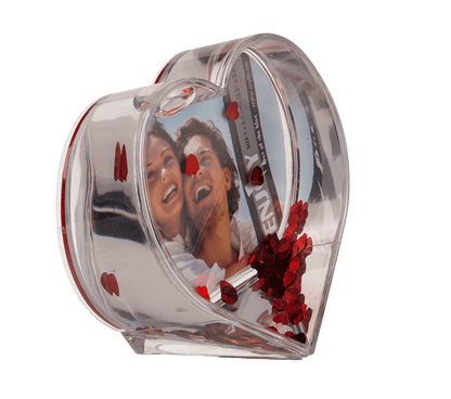 3D-Acrylic glitter heart waterglobe  with heart