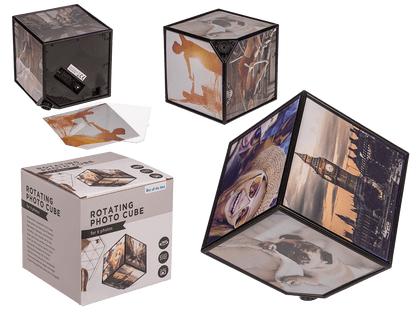 Rotating picture cube for 6 photos 11 x 11 cm,