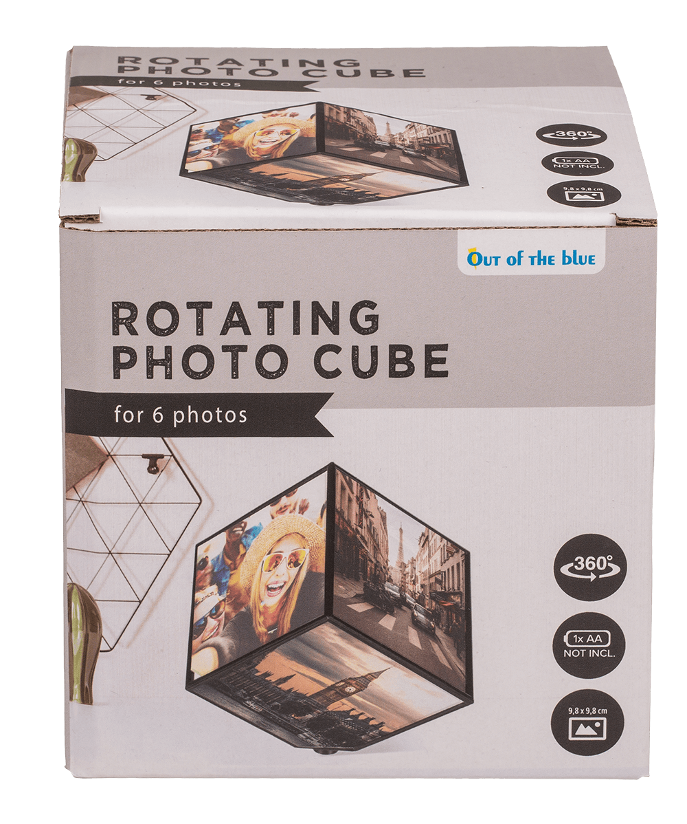 Rotating picture cube for 6 photos 11 x 11 cm,