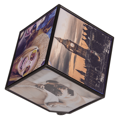 Rotating picture cube for 6 photos 11 x 11 cm,