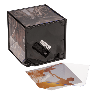 Rotating picture cube for 6 photos 11 x 11 cm,