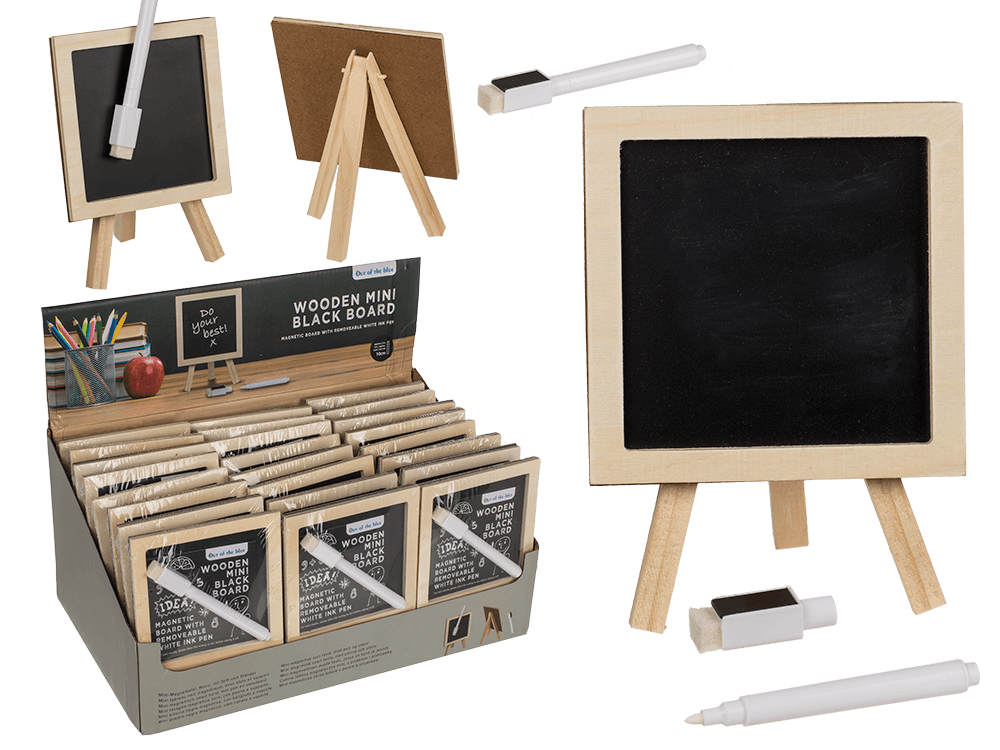 Mini magnetic black board, with pen and stand,