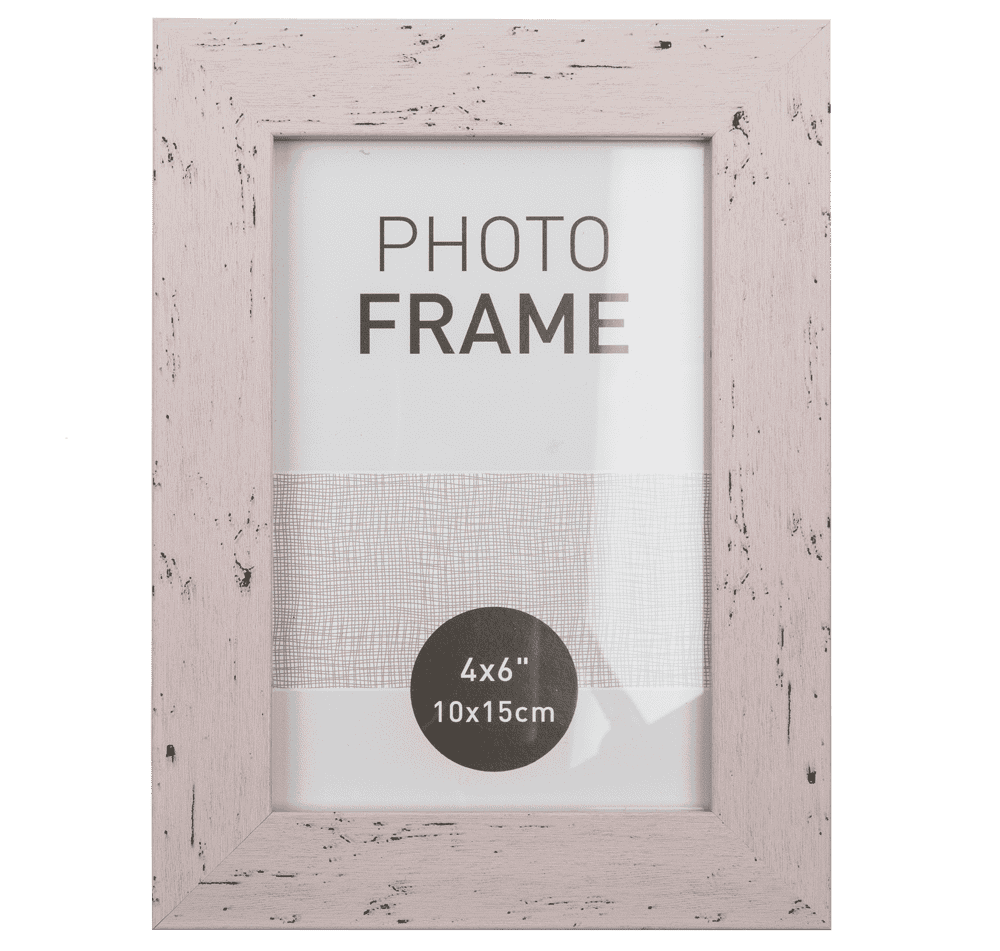 Pastel coloured plastic photo frame in wooden,
