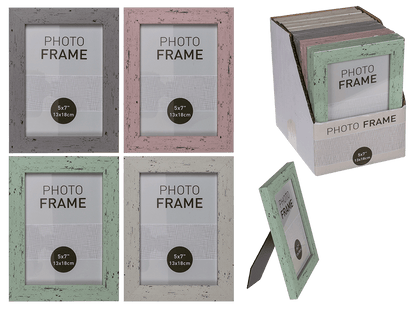 Pastel-Coloured Plastic Photo Frame in Wooden,