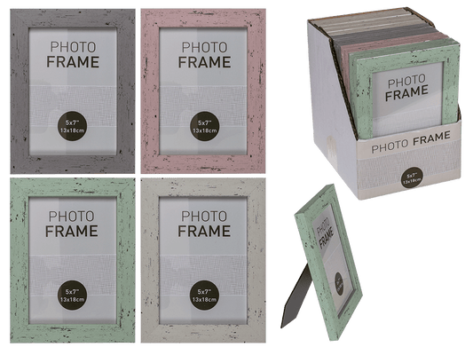 Pastel-Coloured Plastic Photo Frame in Wooden,