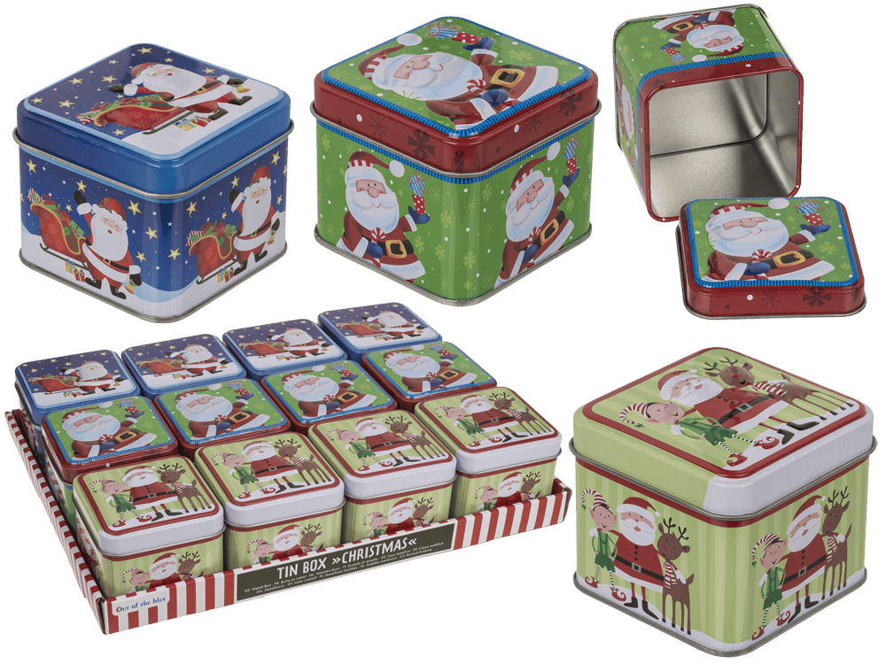 Square tin box, Chrismtas,