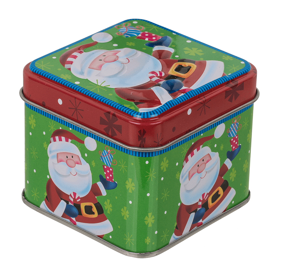 Square tin box, Chrismtas,