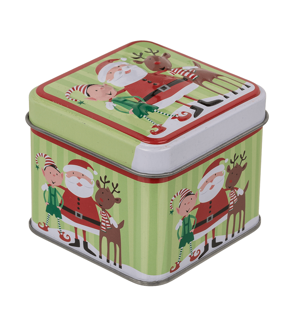Square tin box, Chrismtas,