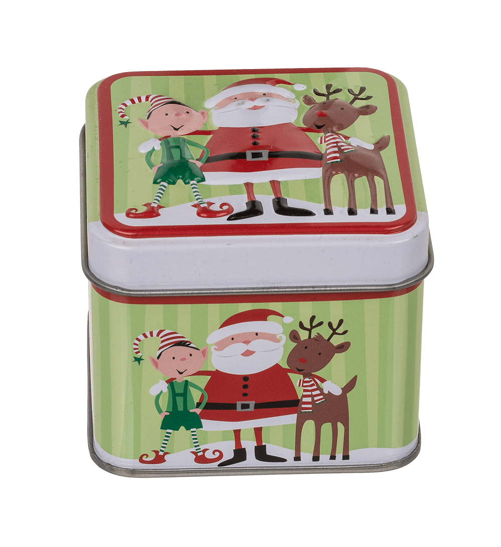 Square tin box, Chrismtas,