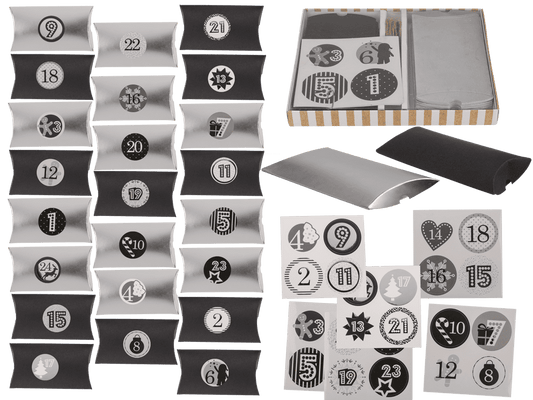 Black/silver coloured advent calender,